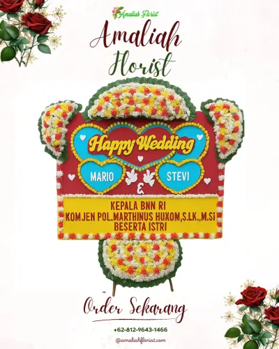 Karangan Papan Bunga Pernikahan di Ampui